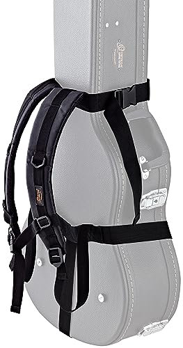 Ortega Guitars Rucksackgurt mit Gepolsterten Schultergurten - für Geformte Hartschalenkoffer - Schwarz (OBPS)