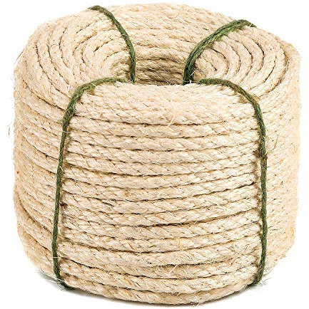 Yangbaga - Corda di sisal Naturale, 8 mm, Ricambio Corda, Accessorio Ideale per sostituire Pali dell'albero per Gatto, Palline Giocattolo in sisal Inclusi