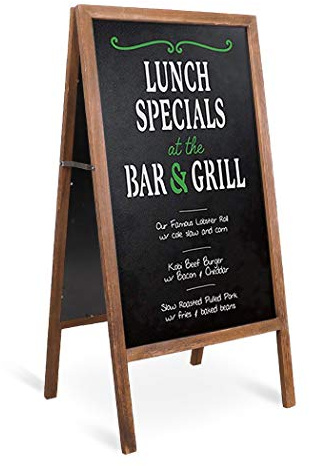 unho Aufsteller Tafel Kundenstopper Werbetafel beideseitig Kreidetafel magnetische Werbeaufsteller für Kaffee Bar Restaurant Hotel Buchhandlung aus Holz - Braun