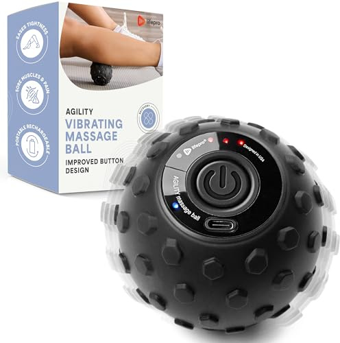 LifePro 4-Speed Vibrating Massage Ball Roller- Revolutionary Lacrosse Ball Deep Tissue Trigger Point Therapy - Massage Ball for Plantar Fasciitis, Yoga Therapy, Mobility, Myofascial Release Ball