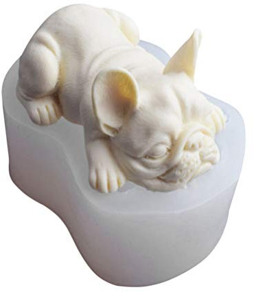 NUOBESTY Stampo in silicone 3D a forma di bulldog francese per torte, cioccolatini, lozioni, barrette polimeriche, bianco