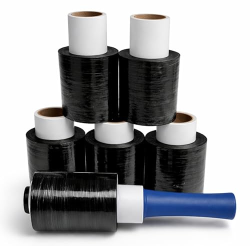 Freiziel® 6x Mini Rollen 10 cm Stretchfolie 23 my + Abroller (schwarz)