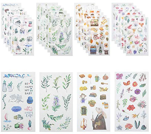Firtink 288 Pcs Scrapbook Stickers - Inspirational & Motivational, Washi Flower, Plant & Animal Stickers, Cute Waterproof Decals for Planner, Album, Laptop, Computer & Water Bottle
