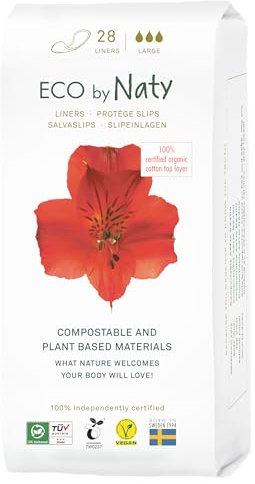 Eco by Naty Proteggi Slip per donna LUNGO – Proteggi slip per l'uso quotidiano, sottili Proteggi slip discrete da donna ecologici con cotone biologico per mantenere la freschezza (28 unità)