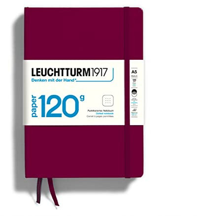 LEUCHTTURM1917 363535 Notizbuch 120g/m² Paper Edition, Hardcover, Medium (A5), Port Red, dotted