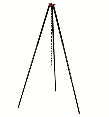 Treppiede per barbecue da campeggio, portatile, supporto per pentola a legna, supporto per barbecue a 3 gambe in acciaio inox