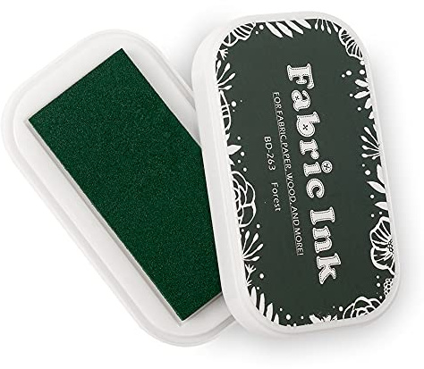 Almohadilla de tinta de tela, almohadillas de tinta lavables para estampar, sellos permanentes, color DIY para hacer tarjetas, arte de huellas dactilares (263 verde oscuro)
