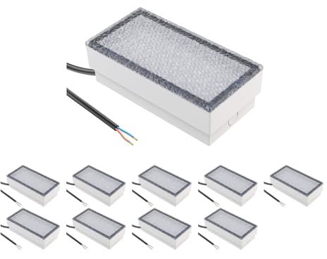 ledscom.de 10x LED Pflasterstein Bodeneinbauleuchte CUS für außen, IP67, eckig, 20 x 10cm, 2,9 W, 228lm, kaltweiß