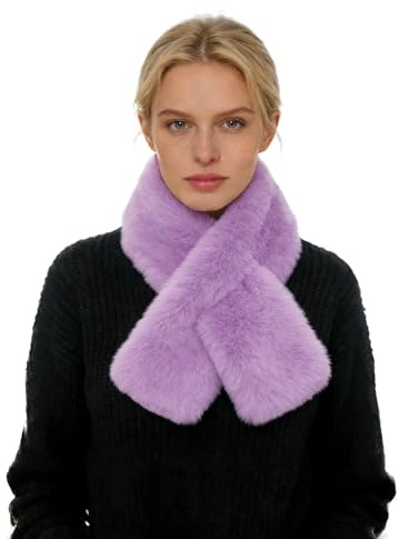 Lina & Lily Faux Fur Pull-Through Women's Winter Collar Scarf Neck Warmer Rectangle Fluffy