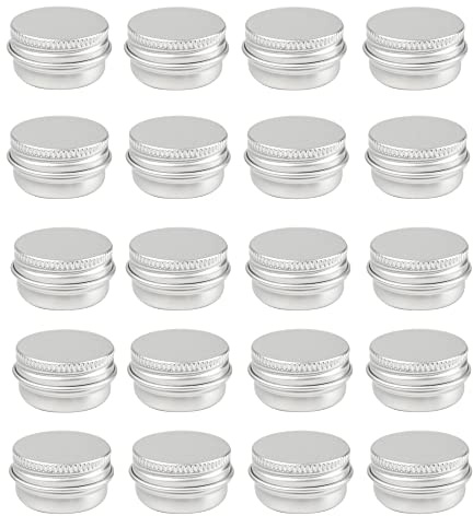 5g/5ml aluminiumprovbehållare för kosmetiska produkter med skruvlock Runt läppbalsam plåtburkar för kosmetika, läppbalsam, kräm, ögonskugga, pulver, te (silver-30 st)