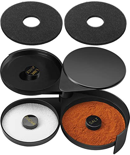 MONKKINO Margarita Salt Rimmer Set, 3-Tier Glass Rimmer with 2 Sponges, Black, Plastic, Cocktail Rimmers, Bar Tools, Bar Accessories for Bloody Mary