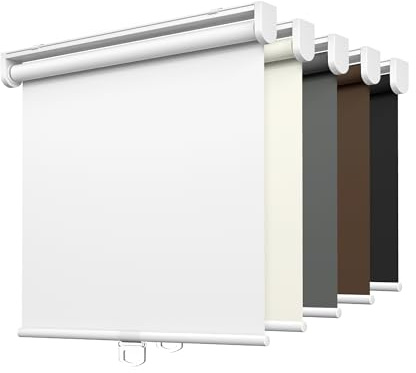 LazBlinds No Tools No Drill Cordless Roller Shades, 100% Blackout Roller Blinds for Windows, Thermal Insulated UV Protection Waterproof Roll Up Window Blinds and Shades, 24'' W x 72'' H, White