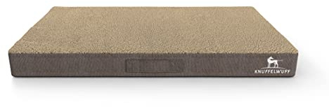 Knuffelwuff orthopädische Hundematte Ellenie aus Teddymaterial und Velours 140 x 100cm Beige - rutschfeste Unterboden - leicht zu reinigen - für große, mittelgroße und kleine Hunde