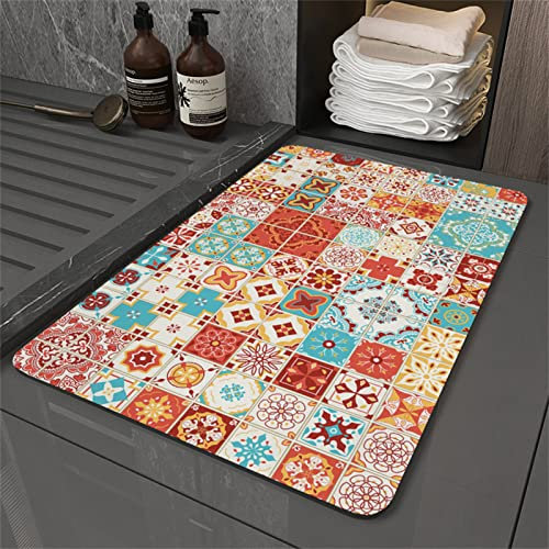 Badezimmerteppich, Badematte Rutschfest, 90x120cm Bad Teppich LäUfer, Duschmatte, Badteppich Badvorleger Rutschfest Waschbar, Antirutschmatte Dusche, Teppich Badezimmer, Bathroom Bath Mat, Rot