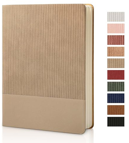 TSFPapier Lined Journal Notebook for Work College Ruled Note Book 5.79x8.27 A5 PU Leather Daily Journaling 216 Pages for Women Men Writing Home School Supplies Business (Khaki)