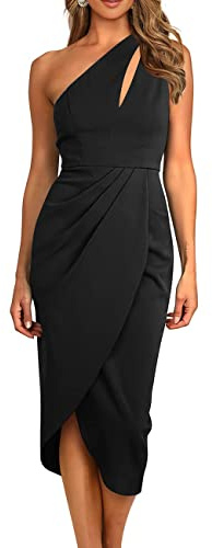 RPAEOY Vestido Mujer Cortar Ajustado de un Solo Hombro sin Mangas Color Sólido Elegante Largo Vestidos de Noche para Fiesta (Negro,M)