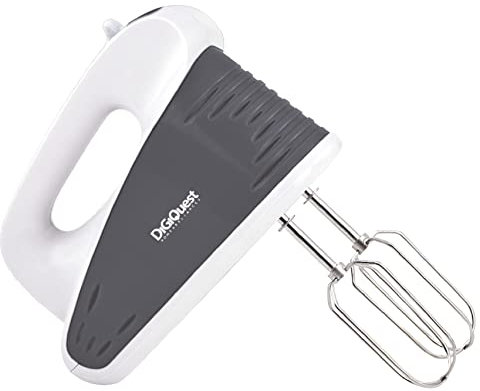DIGIQUEST Sbattitore elettrico a 2 Fruste WHIP250, 5 Velocità, Funzione Turbo, Fruste e ganci in acciaio Inox, Grigio