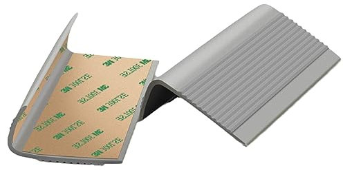 GOGAGO Rutschfester Treppenkantenschutz, Selbstklebende Treppenkante, Treppenkantenschutz, wasserdichte Außen- und Innentreppen, 5 cm x 2,5 cm breit,Pure Gray,1m