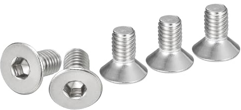 DTGN Tornillos de Cabeza Hexagonal de Acero Inoxidable 304, M6-1 x 12 mm, Paquete de 50 Tornillos de Cabeza Plana con Hexágono Interior, Rosca Completa, Pernos Avellanados