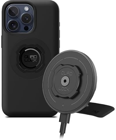 Quad Lock Adhesive Dashboard/Console Car Phone Holder Kit with MAG Wireless Charging Head V2 and MAG Phone Case for iPhone 15 Pro Max