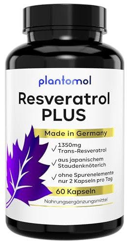 1350mg Resveratrol PLUS - 60 Trans Resveratrol Kapseln hochdosiert - 100:1 Resveratrol hochdosiert - 1 Monatsvorrat