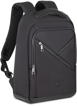 Rivacase ECO Laptop Zaino – Robusto bagaglio a mano impermeabile per uomo e donna – Zaino da viaggio per lavoro, vacanze, università, nero