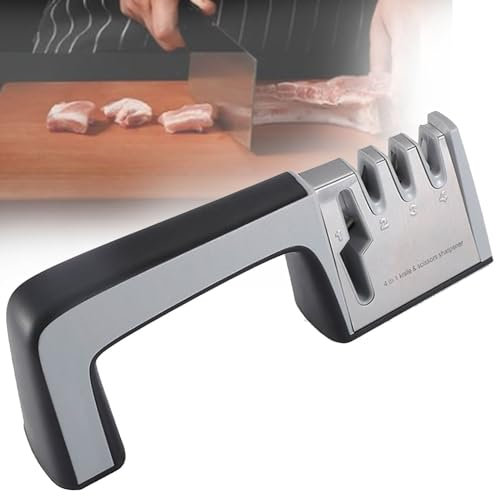 SACLMD Afilador de Cuchillos de Bolsillo 4 en 1,El Mejor Afilador de Cuchillos en 4 Etapas,Afilador Profesional de Cuchillos,para Caza,para Cuchillos de Cerámica,de Acero y Tijeras