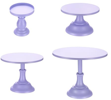 sourcing map 4pcs Cake Stand Set, 3/8/10/12 Inch Metal Cake Stands Dessert Table Display Set for Dessert Table Wedding Birthday Party Supplies, Purple