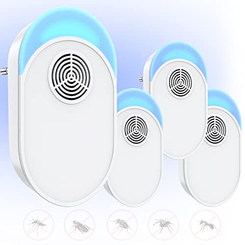 Ultraschall-Schädlingsvertreiber, elektronische Insektenschutz-Mausefallen, 4 Packungen für den Innenbereich, Mückenspinnen-Abwehr-Plugin, effiziente Abwehr von Ratten, Spinnen, Mücken, Mäusen