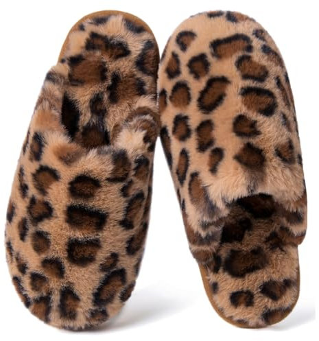 Coswind Zapatillas Mujer Hombre Casa Casual Pantuflas Invierno Antideslizantes Peluche Confort Cómodas Retro Interior Exterior Leopardo 280