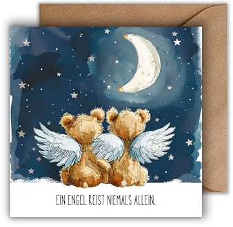 Sternenkinder Karte mit Umschlag - Trauerkarte mit einem einfühlsamen Spruch Kondolenzkarte Baby Aufrichtige Beileidskarte Verlust Zwillinge Fehlgeburt Beileid Trauerfeier Beerdigung (125 x 125 mm)