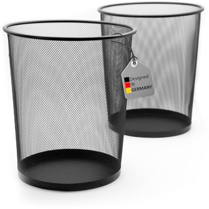 BigDean 2 Stück Papierkorb Mülleimer schwarz 20L Draht - Mülleimer Büro - hochwertiger Papiereimer für Zuhause & Büro