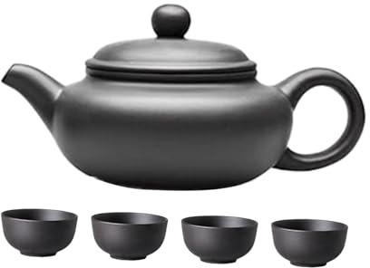 Sharplace Bollitore da tè Cinese Teiera Kung Fu Teiera Fatta a Mano Set da tè Tradizionale Teiera in Ceramica per Ristorante Cucina di da tè, Nero, 250 Ml