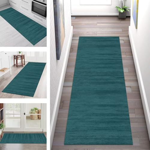 SGLGSTORE Teppich Läufer Flur Küchenläufer Waschbar Teppichläufer Eingangsmatte 60X120CM Türkis Teppich rutschfest Läufer Für Schlafzimmer Wohnzimmer Teppichläufer Polyester Meterware Anpassbar