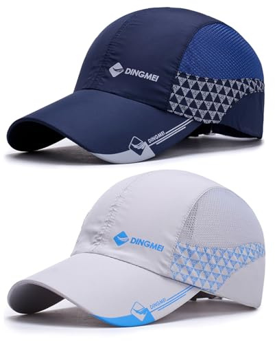 TAGVO Baseballkeps för män och kvinnor, 2 stycken justerbar UV-skydd basebollkeps med andningsbart nät, solskydd snabbtorkande baseballkeps sportkeps för löpning fiske strand golf tenniskeps, Ljusgrå