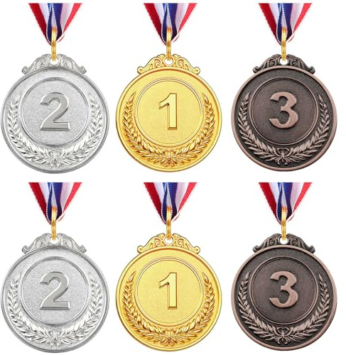 VICROIC 6 PCS Gold Silver Bronze Award Medals for Kids Adults, 1st 2nd 3rd Winner Metal Medals, Gold Silver Bronze prizes for Classroom, Sports, Competitions, Tournaments, Party, 2 Inches