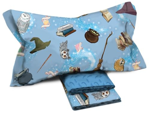 Novia - Completo di Lenzuola Letto Singolo per ragazzi - Linea Fantasy Magia. Materiale 100% Cotone, confortevole e piacevole sulla pelle