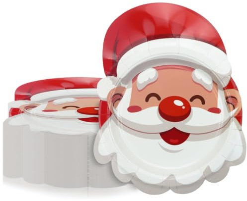 APUXXJUPA Weihnachtsteller, 60 Stück Pappteller mit Weihnachtsmann-Motiv | Weihnachtsdekoration, Weihnachten, Partyzubehör für die Winterfeiertage