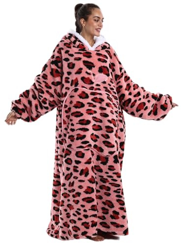 Gegeryozer Ultra Weiche Hoodie Decke mit Ärmeln Warme Flanell Decke zum Anziehen für Zuhause Sofa und Bett, Kuscheldecke mit Kapuze