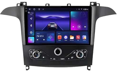 Android 15 Car Stereo for Ford S Max S-MAX 2006-2015, 9 Inch HD Touch Screen Car Radio Video Multimedia Player with Bluetooth And Navigation And Backup Camera,8 Core 4G+Wifi 6G+128G