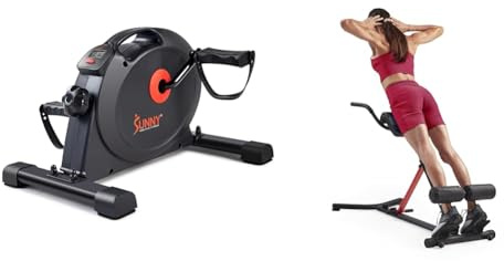 Sunny Health & Fitness Under Desk Dual Function Smart Mini Arm & Leg Pedal Exerciser Cycle Bikes + Unisex's Station-SF-BH620062 Hyperextension Roman Chair with Dip Station, Black, One Size