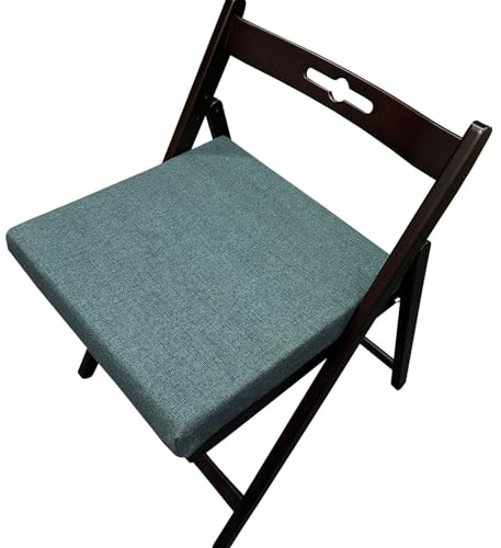 RTSFKFS Cojines for Silla Cuadrado 40×40 45×45 50×50 Cojín Decorativo de Lino for Silla, Sofá o Comedor Juego de Cojines con Cintas de Sujeción(Cian,50x50x3cm)