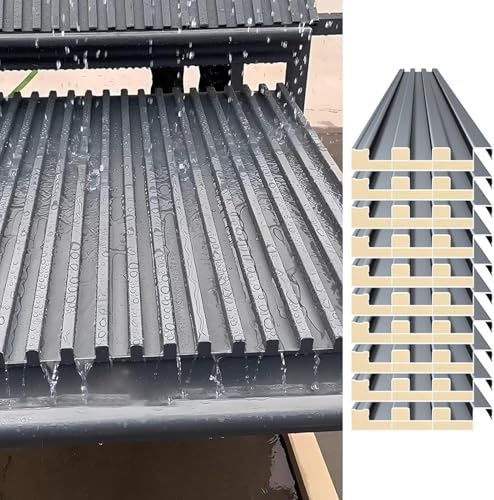 10 12 16 Ft Long Side Panel Roofing Tiles, Roofing Panels 10 Pcs Waterproof Corrugated Roofing Panels, Cladding Metal Windproof Board for Pergola Garages Shed(L-3.7m/12ft)