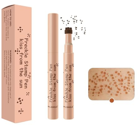 ZukQvrivelig Stylo à Taches de Rousseur, Stylo à Fausses Taches de Rousseur Avec Tampon 3D, Résistant à l'Eau Et Durable, Facile à Utiliser pour Un Effet Maquillage Naturel