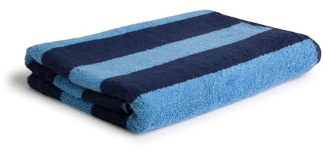Möve Superwuschel Blockstreifen Duschtuch 80 x 150 cm aus 100% Baumwolle, deap sea/Cornflower