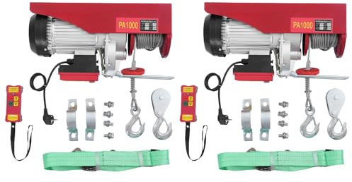 Elektrische Seilwinde 2er Set Seilhebezug mit Fernbedienung 500kg bis 1000kg Hubhöhe 6-12m 5/10m/min Hubgeschwindigkeit Motorwinde Kettenzug für Werkstatt Bau