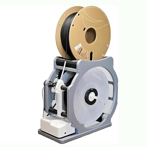 Rebobinador de Carrete Eléctrico, Reenrollador de Filamento Industrial 3D con Inicio y Parada Inteligentes, Garantiza un Bobinado Ordenado y Reduce Enredos, Adecuado para Entusiastas de la Impr white