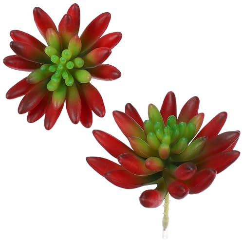 PATIKIL 2Pcs Artificial Succulents Plants 3.5 Inch Realistic Fake Succulents Fake Plants Decorations for Garden Wedding Party Indoor Outdoor Home Arrangement Decoration, Red