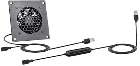 FUBESK Ventilador de refrigeración USB de 80 mm con control de temperatura y velocidades de 3/6/10 para armario de router, PC y consola de juegos