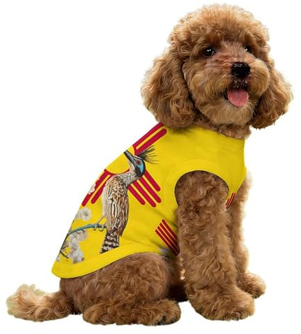 New Mexico Flag Roadrunner And Yucca Dog Shirt Summer Tank Top Sleeveless Pet Clothes for Small Medium Puppy And Cat